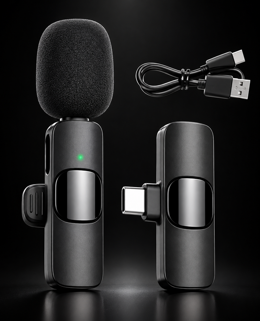 Wireless Lavalier Microphone Portable Audio Video Recording Mini Mic for I Phone Android Long Battery Life Live Broadcast Gaming
