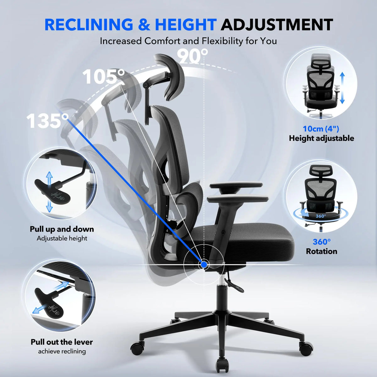 Ergonomic Mesh Office Chair – High Back Reclining