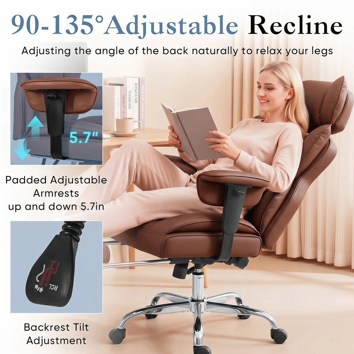 JHK Ergonomic PU Leather Gaming Chair with Footrest