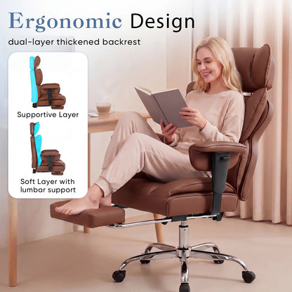 JHK Ergonomic PU Leather Gaming Chair with Footrest