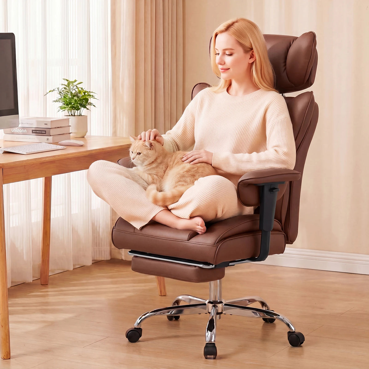 JHK Ergonomic PU Leather Gaming Chair with Footrest